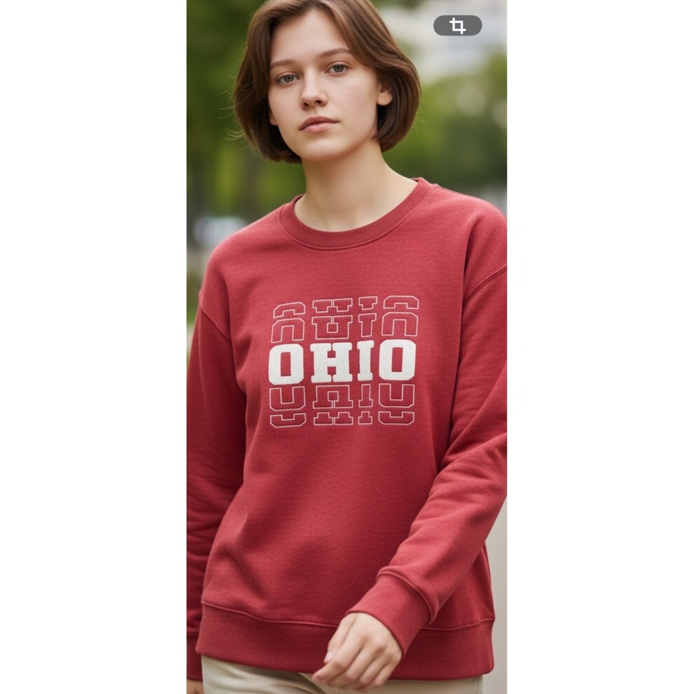 State of Mine Ohio Sweatshirt Crewneck Red‎ XL Graphic Pullover